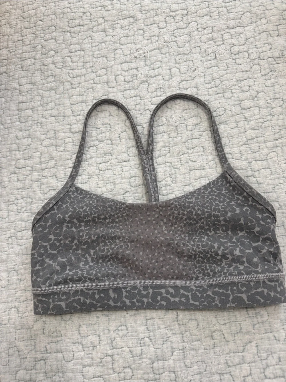 lululemon athletica Gray Leopard-Print Seamless Sports Bra